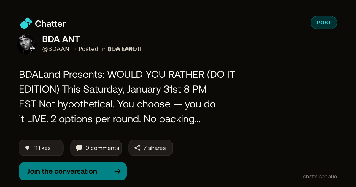 BDA ANT on Chatter