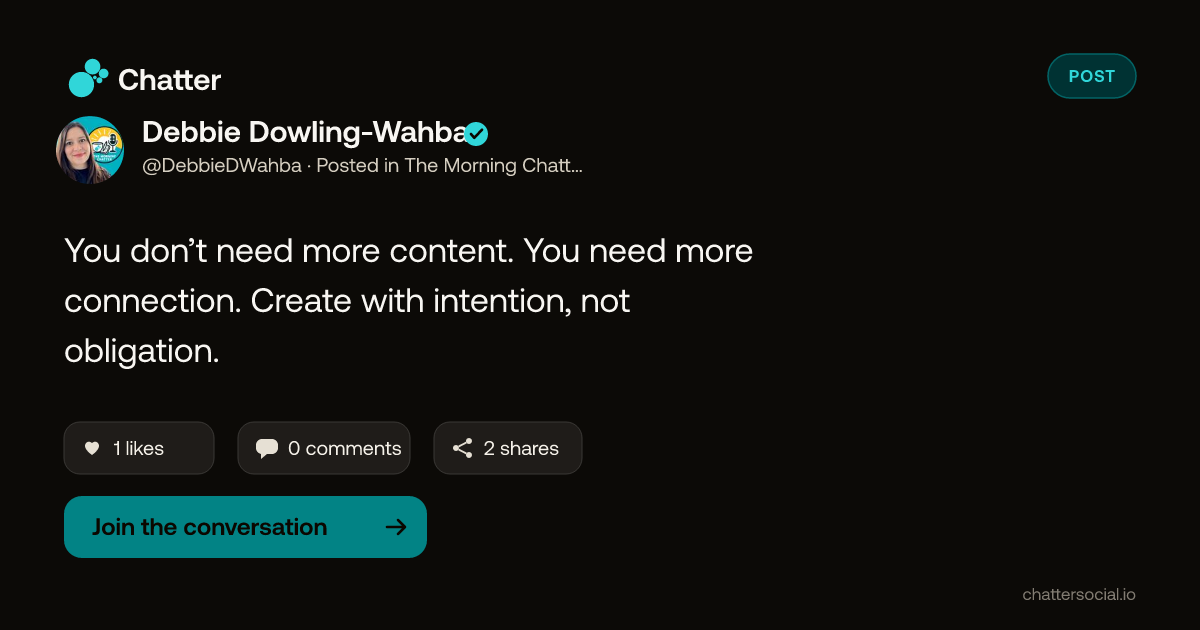 Debbie Dowling-Wahba on Chatter