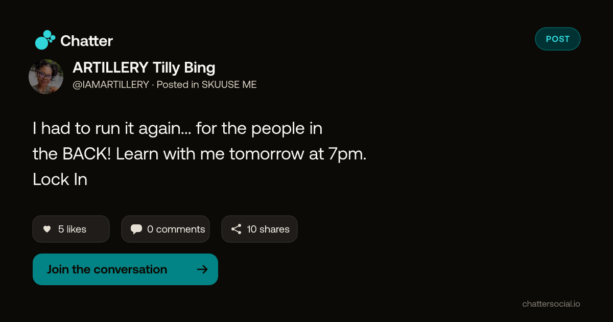 ARTILLERY Tilly Bing on Chatter