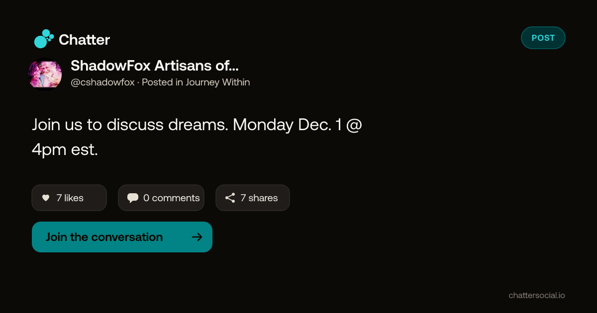 ShadowFox Artisans of the Spirit on Chatter