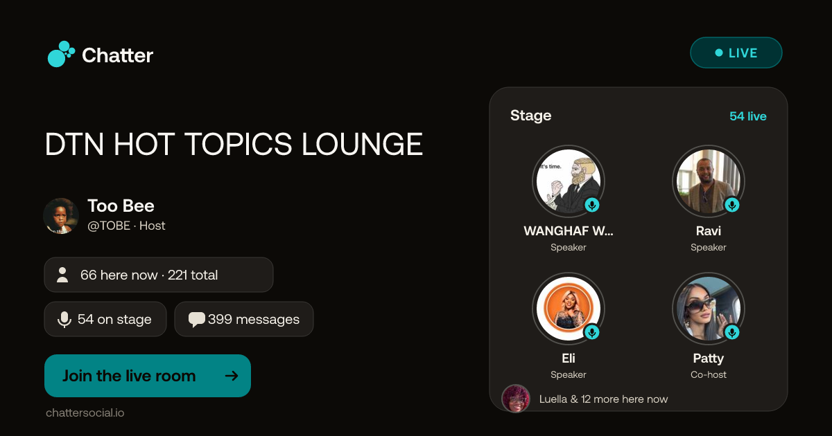 DTN HOT TOPICS LOUNGE · Live on Chatter