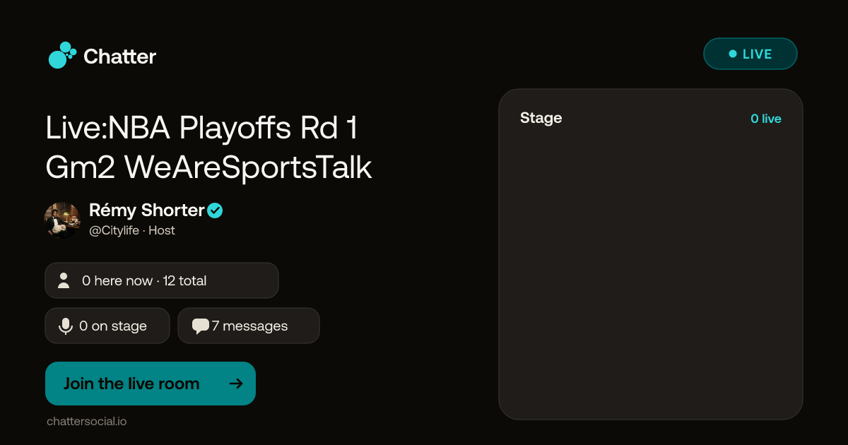 Live:NBA Playoffs Rd 1 Gm2 WeAreSportsTalk · Live on Chatter