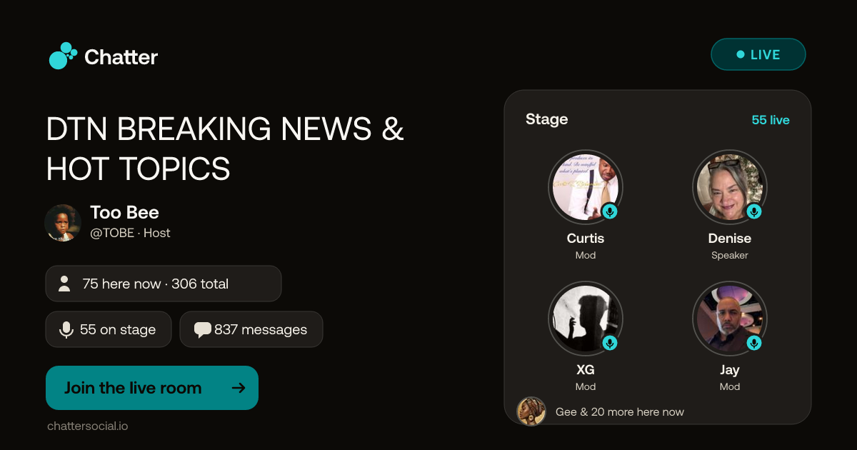 DTN BREAKING NEWS & HOT TOPICS · Live on Chatter