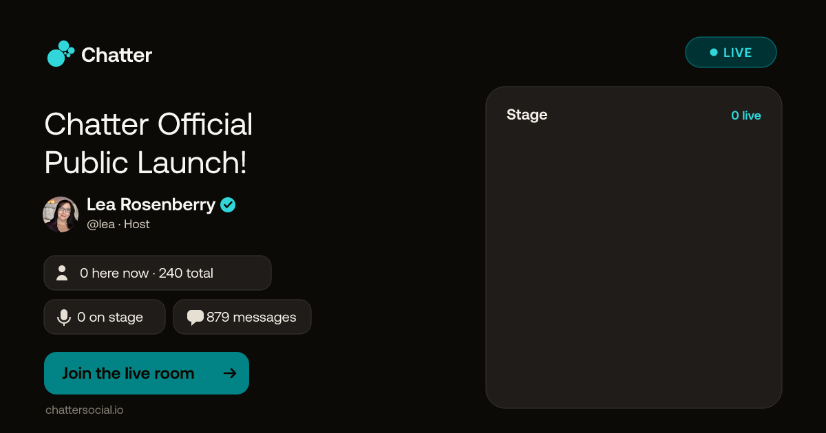 Chatter Official Public Launch! · Live on Chatter