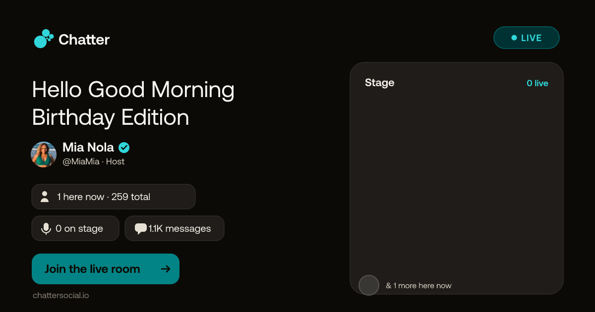 Hello Good Morning Birthday Edition · Live on Chatter