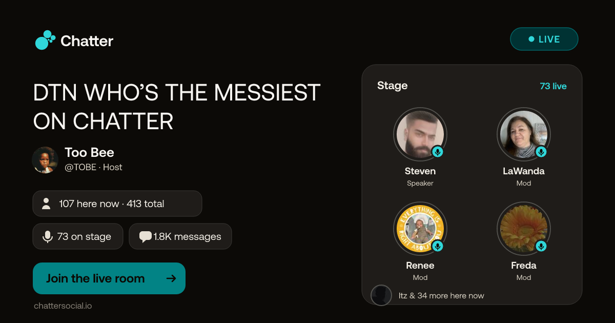DTN WHO’S THE MESSIEST ON CHATTER · Live on Chatter