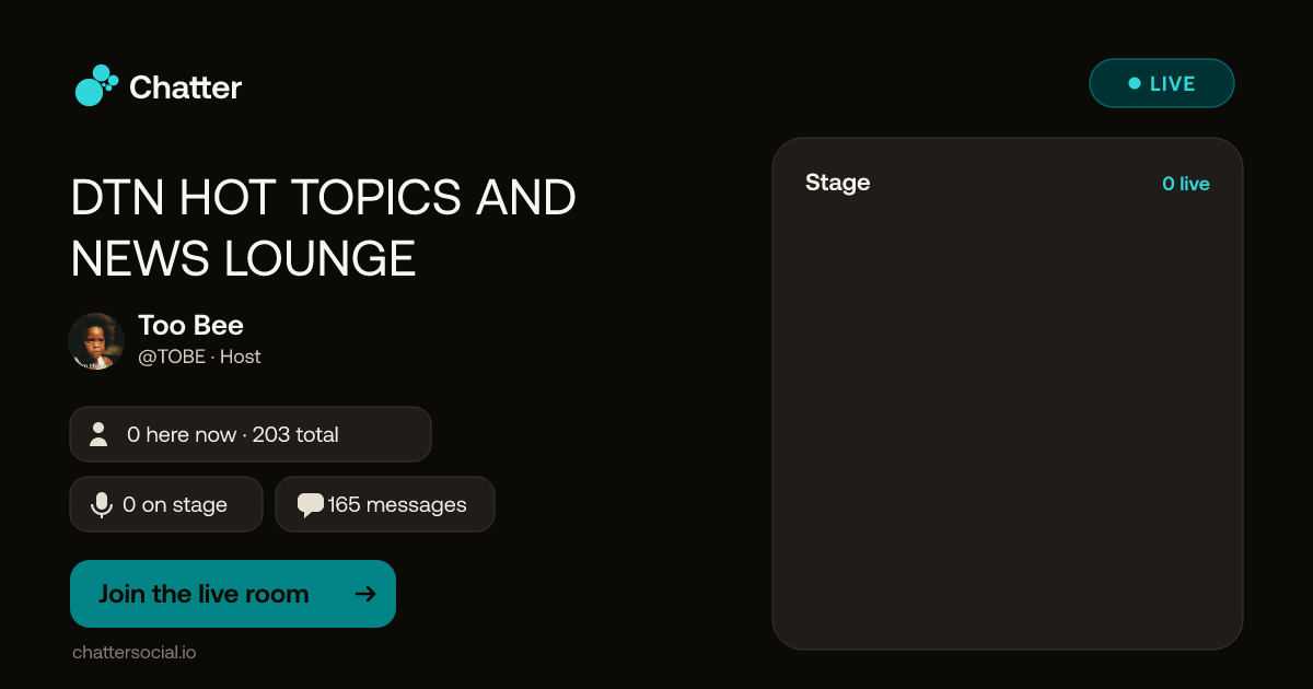 DTN HOT TOPICS AND NEWS LOUNGE · Live on Chatter