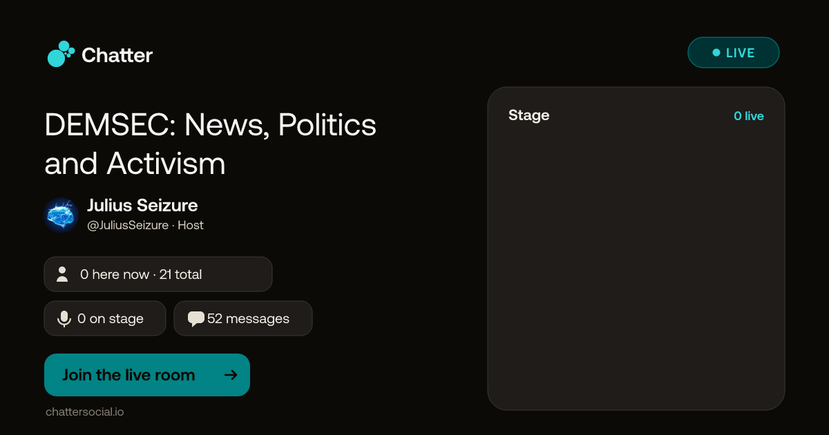 DEMSEC: News, Politics and Activism · Live on Chatter