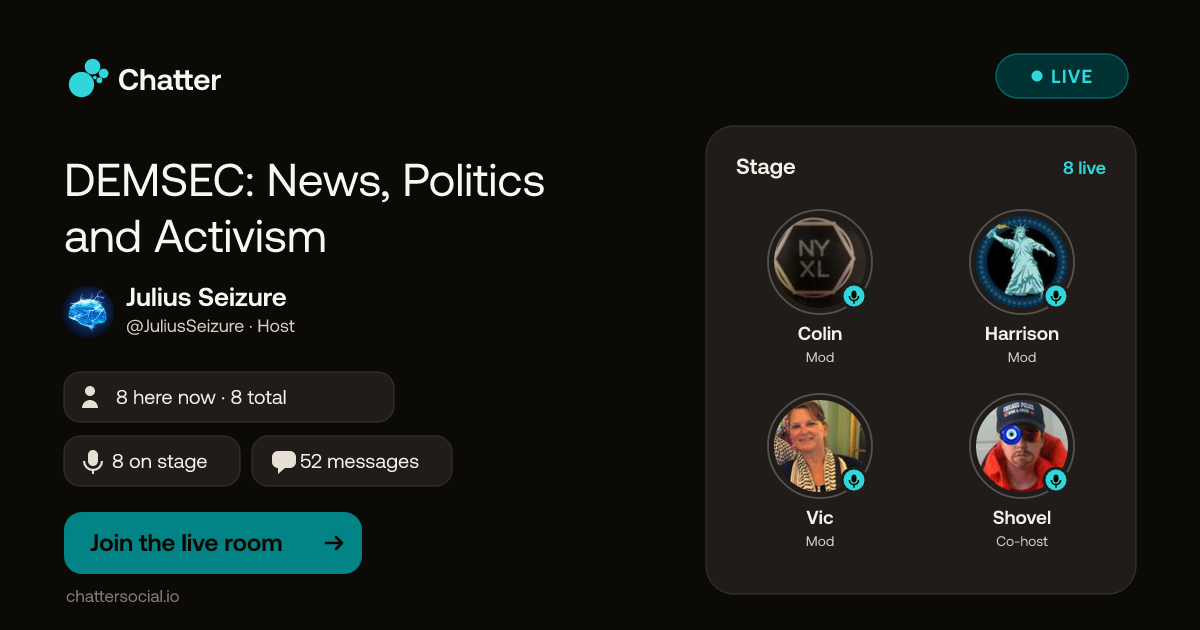 DEMSEC: News, Politics and Activism · Live on Chatter