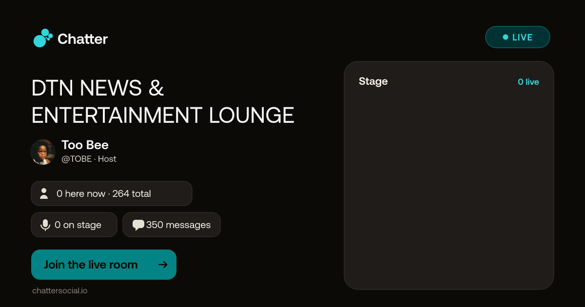 DTN NEWS & ENTERTAINMENT LOUNGE · Live on Chatter