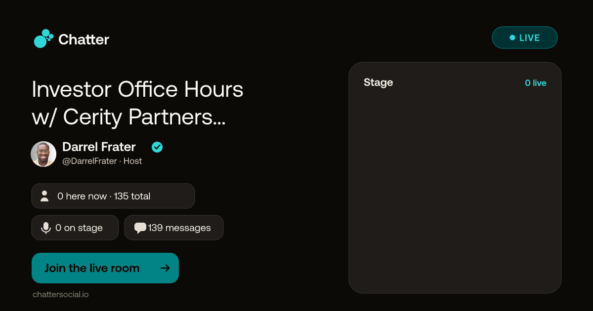 Investor Office Hours w/ Cerity Partners Ventures & FullCircle · Live on Chatter