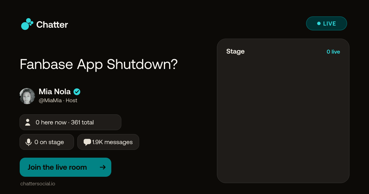 Fanbase App Shutdown? · Live on Chatter